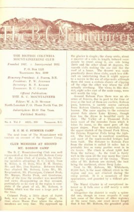 The B.C. Mountaineer 1924 August cover